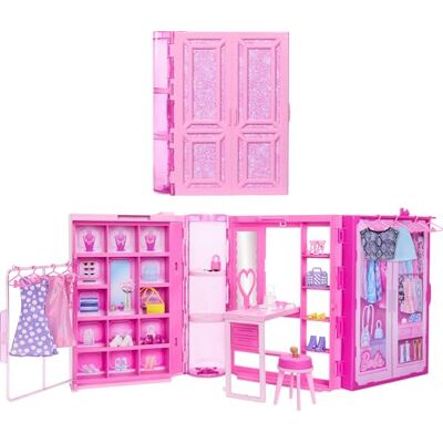 Barbie Dream Closet Ensemble de jouets avec vêtements et accessoires, 0,9 m de large avec plus de 25 pièces, 4 looks tendance complets Barbie Dream Closet Ensemble de jouets avec vêtements et accessoires, 0,9 m de large avec plus de 25 pièces, 4 looks tendance complets