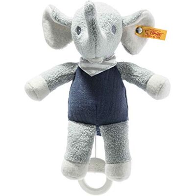 Steiff 242410 GOTS Eliot Elefant Boîte à musique, 22 cm, doudou pour bébé, bleu clair/gris (242410), 124 g Steiff 242410 GOTS Eliot Elefant Boîte à musique, 22 cm, doudou pour bébé, bleu clair/gris (242410), 124 g