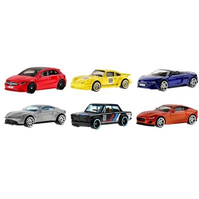 Hot Wheels Coffret Assortiment De 6 Véhicules Européens, Répliques De Modèles Célèbres avec Roues Fonctionnelles, À Collectionner, Jouet Enfant, Dès 3 Ans, HLK51 Hot Wheels Coffret Assortiment De 6 Véhicules Européens, Répliques De Modèles Célèbres avec Roues Fonctionnelles, À Collectionner, Jouet Enfant, Dès 3 Ans, HLK51