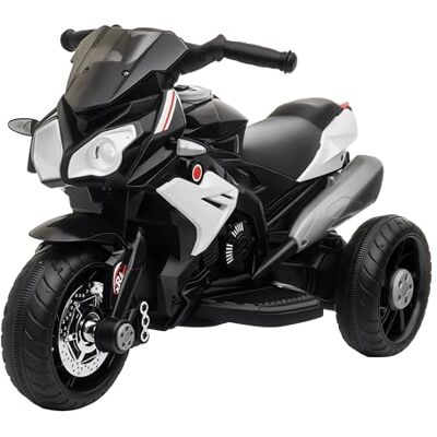 HOMCOM Moto électrique Enfants 3 Roues 6 V, Voiture électrique Enfants avec Effets Lumineux et sonores, Vitesse Max. 3 km/h, pour 3 à 5 Ans, Charge Max. 25 kg, Noir et Blanc HOMCOM Moto électrique Enfants 3 Roues 6 V, Voiture électrique Enfants avec Effets Lumineux et sonores, Vitesse Max. 3 km/h, pour 3 à 5 Ans, Charge Max. 25 kg, Noir et Blanc