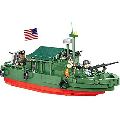 COBI Vietnam War: Patrol Boat, River MK II (Echelle 1:35), 615 pièces Impressions durables (Pad Printed), roues dissimulées, toit en tissu, armement, 4 figurines d'équipage, dès 8 ans. COBI Vietnam War: Patrol Boat, River MK II (Echelle 1:35), 615 pièces Impressions durables (Pad Printed), roues dissimulées, toit en tissu, armement, 4 figurines d'équipage, dès 8 ans.