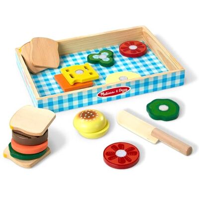 Melissa & Doug Sandwich-Making Set - Nourriture en Bois - Plateau de Rangement en Bois Melissa & Doug Sandwich-Making Set - Nourriture en Bois - Plateau de Rangement en Bois