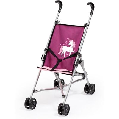 Bayer Design 30537AA Poussette canne poupon, pliable, ceinture de sécurité intégrée, roues doubles, en métal Bayer Design 30537AA Poussette canne poupon, pliable, ceinture de sécurité intégrée, roues doubles, en métal