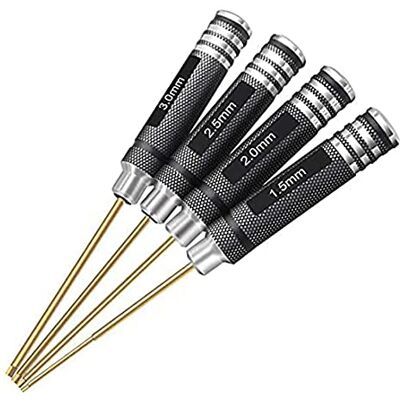 FLY RC Lot de 4 tournevis hexagonaux en titane de 1,5 mm, 2,0 mm, 2,5 mm, 3,0 mm, pour drone de course FPV multi-axes, quadricoptère, hélicoptère, modèles de voiture FLY RC Lot de 4 tournevis hexagonaux en titane de 1,5 mm, 2,0 mm, 2,5 mm, 3,0 mm, pour drone de course FPV multi-axes, quadricoptère, hélicoptère, modèles de voiture