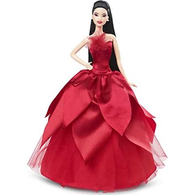 Barbie Signature Poupée des fêtes 2022 (cheveux raides noirs) avec support de poupée, cadeau de collection pour enfants à partir de 6 ans Barbie Signature Poupée des fêtes 2022 (cheveux raides noirs) avec support de poupée, cadeau de collection pour enfants à partir de 6 ans