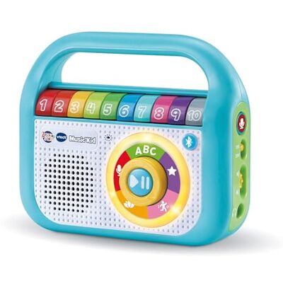 VTech Music'Kid del Zecchino d'or, lecteur MP3 pour enfants avec 40 chansons originales du bracelet d'or, mode enregistrement, Walkman enfants Bluetooth, langue italienne, batteries incluses, 2-6 ans VTech Music'Kid del Zecchino d'or, lecteur MP3 pour enfants avec 40 chansons originales du bracelet d'or, mode enregistrement, Walkman enfants Bluetooth, langue italienne, batteries incluses, 2-6 ans