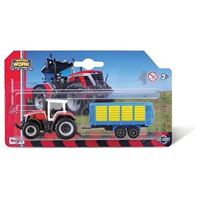 Bburago Maisto Mini machines de travail Massey Fergusson 8S.265 Tracteur avec remorque à bille – 7,6 cm – Réplique moulée sous pression incroyablement détaillée, modèles assortis, rouge Bburago Maisto Mini machines de travail Massey Fergusson 8S.265 Tracteur avec remorque à bille – 7,6 cm – Réplique moulée sous pression incroyablement détaillée, modèles assortis, rouge