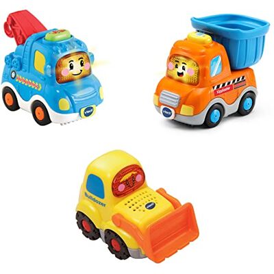 VTech 80-242174 Tut Baby Flitzer Lot de 3 véhicules de chantier (remorquage, camion basculant, bulldozer), voitures pour bébé, multicolore VTech 80-242174 Tut Baby Flitzer Lot de 3 véhicules de chantier (remorquage, camion basculant, bulldozer), voitures pour bébé, multicolore