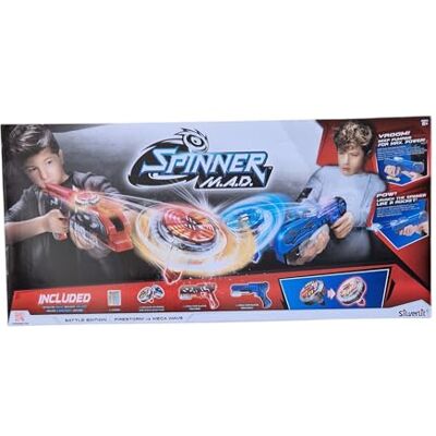 SilverLit SPINNER MAD Battle Pack 2 Giocatori 2 Lanciatori e 2 Trottole LED Luminose Giocattolo per Bambini Dai 5 Anni SilverLit SPINNER MAD Battle Pack 2 Giocatori 2 Lanciatori e 2 Trottole LED Luminose Giocattolo per Bambini Dai 5 Anni