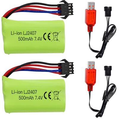 BLLRC 2PCS 7.4V 500mah SM 4P Plug Batterie avec 2PCS Câble de Charge USB pour EC16 DE85 RC Jouet Car modèle Buggy Batterie M416 électrique Gel Ball Blaster Batterie de Rechange BLLRC 2PCS 7.4V 500mah SM 4P Plug Batterie avec 2PCS Câble de Charge USB pour EC16 DE85 RC Jouet Car modèle Buggy Batterie M416 électrique Gel Ball Blaster Batterie de Rechange