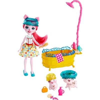 Enchantimals Coffret Heure du Bain, Mini-poupée Petya Truie et Figurines animales Streusel et Nisha, Accessoires Inclus, Jouet pour Enfant, GJX36 Multicolore Enchantimals Coffret Heure du Bain, Mini-poupée Petya Truie et Figurines animales Streusel et Nisha, Accessoires Inclus, Jouet pour Enfant, GJX36 Multicolore