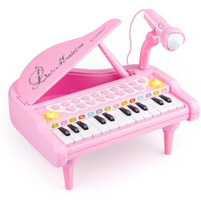Amy & Benton Bébé Jouet Piano pour Filles, Jouets de Clavier de Piano Musical Enfant en Bas âge pour 3 Ans 24 Touches, Rose Amy & Benton Bébé Jouet Piano pour Filles, Jouets de Clavier de Piano Musical Enfant en Bas âge pour 3 Ans 24 Touches, Rose