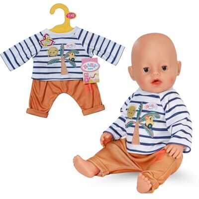 BABY born palmboom outfit met gestreept shirt met lange mouwen en palmboommotief & joggingbroek Hoogwaardige poppenaccessoires Kleding geschikt voor 43 cm poppen BABY born palmboom outfit met gestreept shirt met lange mouwen en palmboommotief & joggingbroek Hoogwaardige poppenaccessoires Kleding geschikt voor 43 cm poppen