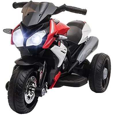 HOMCOM Moto électrique Enfants 3 Roues 6 V, Voiture électrique Enfants avec Effets Lumineux et sonores, Vitesse Max. 3 km/h, pour 3 à 5 Ans, Charge Max. 25 kg, Noir et Rouge HOMCOM Moto électrique Enfants 3 Roues 6 V, Voiture électrique Enfants avec Effets Lumineux et sonores, Vitesse Max. 3 km/h, pour 3 à 5 Ans, Charge Max. 25 kg, Noir et Rouge