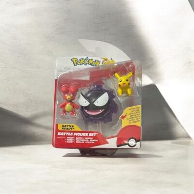 Ensemble de Figures de Combat Pokémon - Pikachu, Magby, Gastly Ensemble de Figures de Combat Pokémon - Pikachu, Magby, Gastly