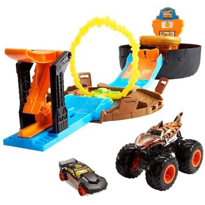 Hot Wheels Monster Truck Coffret Arène Roue avec Lanceur, Petite Voiture et véhicule aux Roues géantes, Jouet pour Enfant, GVK48 Hot Wheels Monster Truck Coffret Arène Roue avec Lanceur, Petite Voiture et véhicule aux Roues géantes, Jouet pour Enfant, GVK48