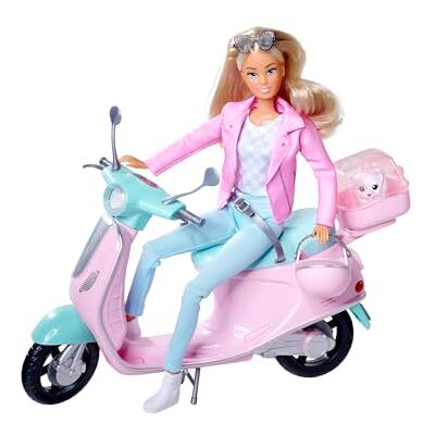 Simba 105733977 Steffi Love Poupée de jeu avec son scooter urbain chic, chien et cage pour chien, 27 cm, à partir de 3 ans Simba 105733977 Steffi Love Poupée de jeu avec son scooter urbain chic, chien et cage pour chien, 27 cm, à partir de 3 ans