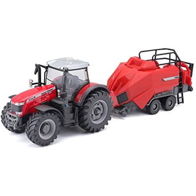 Bburago B18-31667 Tracteur Massey Fergusson 8740S moulé sous pression avec élévateur Baleler, rouge Bburago B18-31667 Tracteur Massey Fergusson 8740S moulé sous pression avec élévateur Baleler, rouge