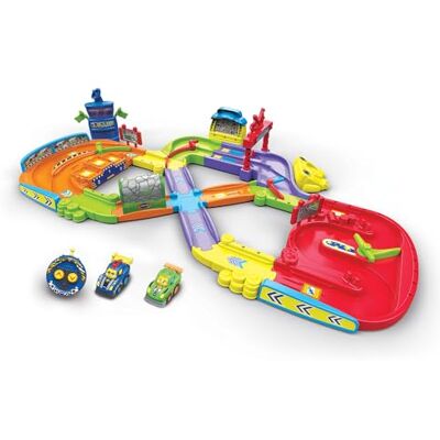 VTech Tut Tut Bolides, Mon Premier Circuit Télécommandé avec Voiture RC Simon Super Champion et Voiture Léo Bolide Turbo, 11 Zones Magiques, Cadeau Enfant de 1 An à 5 Ans Contenu en Français VTech Tut Tut Bolides, Mon Premier Circuit Télécommandé avec Voiture RC Simon Super Champion et Voiture Léo Bolide Turbo, 11 Zones Magiques, Cadeau Enfant de 1 An à 5 Ans Contenu en Français
