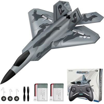 HAWK'S WORK 2 CH RC Avion, Avion F-22 Prêt à Voler, Télécommande 2,4 GHz, Planeur RC Facile à Piloter pour Les Enfants et Les Débutants HAWK'S WORK 2 CH RC Avion, Avion F-22 Prêt à Voler, Télécommande 2,4 GHz, Planeur RC Facile à Piloter pour Les Enfants et Les Débutants