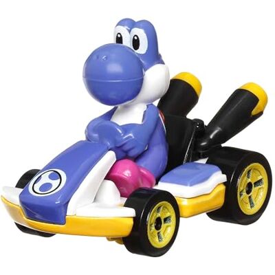 Hot Wheels Mario Kart, Yoshi, Standard Kart (Bleu foncé) Véhicule de jouet pour enfants de 3 ans et plus à échelle 1:64 Hot Wheels Mario Kart, Yoshi, Standard Kart (Bleu foncé) Véhicule de jouet pour enfants de 3 ans et plus à échelle 1:64