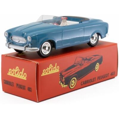 Solido S1001081 Peugeot 403 Cabrio 1959-1965 Série 100 Voiture miniature échelle 1/43 dans un carton à couvercle coulissant Bleu Solido S1001081 Peugeot 403 Cabrio 1959-1965 Série 100 Voiture miniature échelle 1/43 dans un carton à couvercle coulissant Bleu