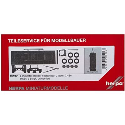 Herpa châssis de remorque pour carrosserie fixe 2 essieux (7,45 m), lot de 2 pièces, échelle 1/87 Herpa châssis de remorque pour carrosserie fixe 2 essieux (7,45 m), lot de 2 pièces, échelle 1/87