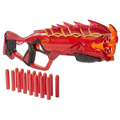 Nerf DragonPower Emberstrike Blaster, inspiré par Donjons et Dragons, tambour rotatif 8 fléchettes, 16 fléchettes officielles Elite, 8 fléchettes de rangement, multicolore, F0811EU4 Nerf DragonPower Emberstrike Blaster, inspiré par Donjons et Dragons, tambour rotatif 8 fléchettes, 16 fléchettes officielles Elite, 8 fléchettes de rangement, multicolore, F0811EU4