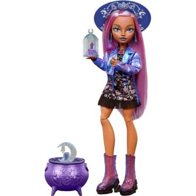 Monster Cable Poupée Layla Stone, la sorcière de Cristal avec des Accessoires comme Le Chaudron Surprise, la Bouteille de Potion et Livre de Sorts Monster Cable Poupée Layla Stone, la sorcière de Cristal avec des Accessoires comme Le Chaudron Surprise, la Bouteille de Potion et Livre de Sorts