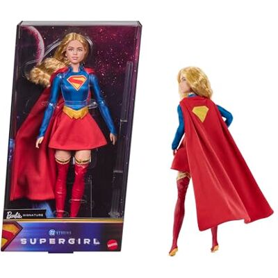 Barbie Signature Poupée DC Supergirl, Blonde avec costume de super-héroïne et cape, poupée de collection dans un emballage à exposer avec support, JJY04 Barbie Signature Poupée DC Supergirl, Blonde avec costume de super-héroïne et cape, poupée de collection dans un emballage à exposer avec support, JJY04