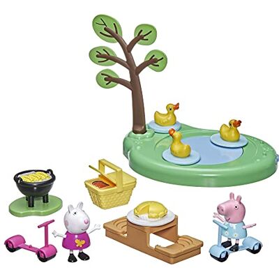 Hasbro Peppa Pig Peppa's Adventures Peppa en pique-nique, jouet préscolaire avec 2 figurines et 8 accessoires, dès 3 ans Hasbro Peppa Pig Peppa's Adventures Peppa en pique-nique, jouet préscolaire avec 2 figurines et 8 accessoires, dès 3 ans