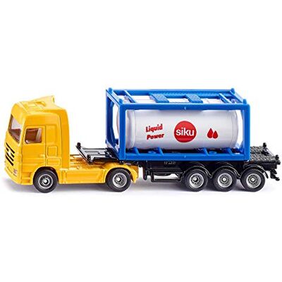 Siku 1795, Camion avec conteneur-citerne, 1:87, Métal/Plastique, Jaune/Bleu, Semi-remorque amovible Siku 1795, Camion avec conteneur-citerne, 1:87, Métal/Plastique, Jaune/Bleu, Semi-remorque amovible