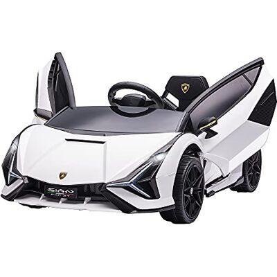 HOMCOM Voiture électrique Enfants de Sport Supercar sous Licence Lamborghini Sian 12 V V. Max. 5 Km/h avec Télécommande 2,4G Effets sonores + Lumineux Blanc HOMCOM Voiture électrique Enfants de Sport Supercar sous Licence Lamborghini Sian 12 V V. Max. 5 Km/h avec Télécommande 2,4G Effets sonores + Lumineux Blanc