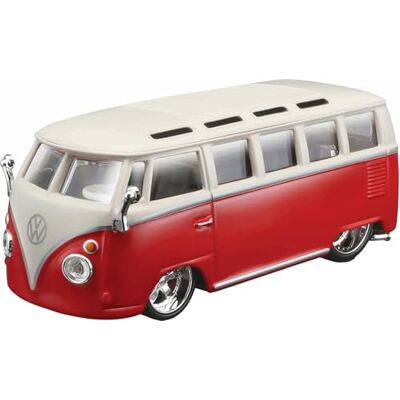 Bburago VW T1 Bus Samba, rouge/blanc, modèle 1:32, voiture de collection, fidèle à l'original, avec volant mobile, portes et capot, à partir de 5 ans (18-43048) Bburago VW T1 Bus Samba, rouge/blanc, modèle 1:32, voiture de collection, fidèle à l'original, avec volant mobile, portes et capot, à partir de 5 ans (18-43048)