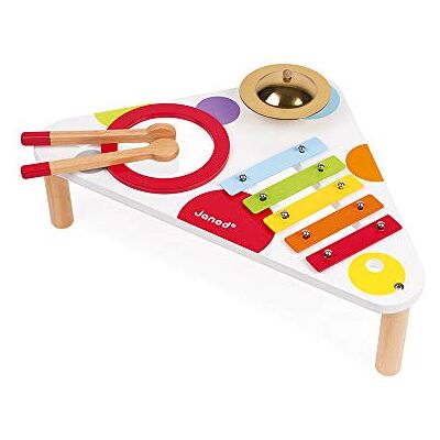 Janod Table Musicale en Bois Confetti Instrument de Musique Enfant Jouet d'Imitation et d'Éveil Musical Dès 1 An, J07634, White Janod Table Musicale en Bois Confetti Instrument de Musique Enfant Jouet d'Imitation et d'Éveil Musical Dès 1 An, J07634, White