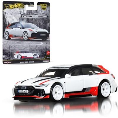 Hot Wheels Premium Car Culture Fast Wagons à l'échelle 1:64 Audi RS 6 Avant Véhicule de collection moulé sous pression avec pneus Real Riders, corps et châssis en métal/métal Hot Wheels Premium Car Culture Fast Wagons à l'échelle 1:64 Audi RS 6 Avant Véhicule de collection moulé sous pression avec pneus Real Riders, corps et châssis en métal/métal