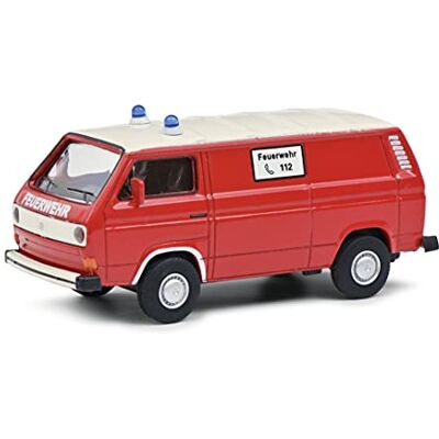 Schuco 452027900 VW T3 Camion miniature de pompiers à l'échelle 1/64 Rouge/blanc Schuco 452027900 VW T3 Camion miniature de pompiers à l'échelle 1/64 Rouge/blanc