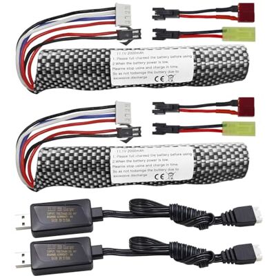 ZYGY 2PCS 3S 11.1V 2000mAh Connecteur SM-2P Batterie Li-ION & câble de Chargement USB pour Airsoft Gel Water Ball Blaster Airsoft Gel Ball Shockwave ZYGY 2PCS 3S 11.1V 2000mAh Connecteur SM-2P Batterie Li-ION & câble de Chargement USB pour Airsoft Gel Water Ball Blaster Airsoft Gel Ball Shockwave