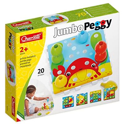 Quercetti Jumbo Peggy – Jeu Éducatif de Mosaïque avec 16 Clous Géants pour Enfants de 2 Ans Développement de la Motricité Fine et de la Créativité 4 Plaques et 4 Cartes Illustrées 2270 Quercetti Jumbo Peggy – Jeu Éducatif de Mosaïque avec 16 Clous Géants pour Enfants de 2 Ans Développement de la Motricité Fine et de la Créativité 4 Plaques et 4 Cartes Illustrées 2270