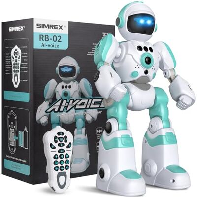 SIMREX Jouets robots pour enfants, robot télécommandé, programmable avec commande vocale enregistrée, contrôle gestuel, cadeau pour tout-petits garçons et filles SIMREX Jouets robots pour enfants, robot télécommandé, programmable avec commande vocale enregistrée, contrôle gestuel, cadeau pour tout-petits garçons et filles