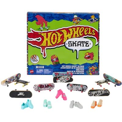 Hot Wheels Skate Lot de 10 doigts inclus 5 paires de chaussures de skate amovibles, graphiques détaillés à thème , jouet pour enfants, 5 ans, HTP59 Hot Wheels Skate Lot de 10 doigts inclus 5 paires de chaussures de skate amovibles, graphiques détaillés à thème , jouet pour enfants, 5 ans, HTP59
