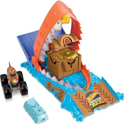 Hot Wheels Coffret Monster Trucks Arena Smashers Défi du Croque-Trésor avec 1 Monster Truck Tiger Shark Et 1 Voiture Broyée, Échelle 1/64, Jouet Enfant, A Partir De 4 Ans, HTP17 Hot Wheels Coffret Monster Trucks Arena Smashers Défi du Croque-Trésor avec 1 Monster Truck Tiger Shark Et 1 Voiture Broyée, Échelle 1/64, Jouet Enfant, A Partir De 4 Ans, HTP17