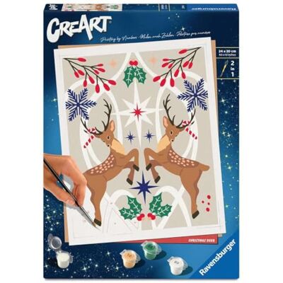 Ravensburger CreArt 25895 Cerf de Noël Peinture par numéro pour adultes, set de peinture à faire soi-même avec pinceau et peintures acryliques, cadeau pour femme et homme, peinture pour adultes Ravensburger CreArt 25895 Cerf de Noël Peinture par numéro pour adultes, set de peinture à faire soi-même avec pinceau et peintures acryliques, cadeau pour femme et homme, peinture pour adultes