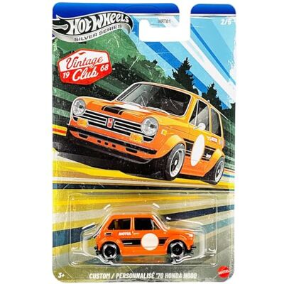 Hot Wheels Custom '70 Honda N600 (Orange), Silver Series Vintage Racing Club 2/5 Échelle 1:64 Modèle de voiture en métal moulé sous pression Hot Wheels Custom '70 Honda N600 (Orange), Silver Series Vintage Racing Club 2/5 Échelle 1:64 Modèle de voiture en métal moulé sous pression
