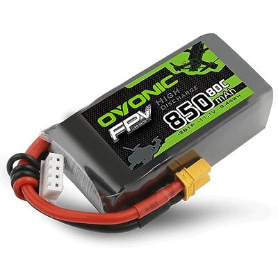 OVONIC 3S Batterie Lipo 80C 850 mAh avec XT30 pour avion, quadcoptère, hélicoptère, drone de course FPV (1 pièce) OVONIC 3S Batterie Lipo 80C 850 mAh avec XT30 pour avion, quadcoptère, hélicoptère, drone de course FPV (1 pièce)