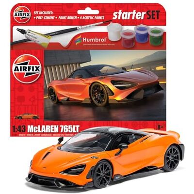 Airfix A55006 McLaren 765LT Modelbouwset Plastic modelauto bouwset voor volwassenen en kinderen vanaf 8 jaar, set bevat stickers, Humbrol acrylverf, kwasten en polyesterlijm schaalmodel 1:43 Airfix A55006 McLaren 765LT Modelbouwset Plastic modelauto bouwset voor volwassenen en kinderen vanaf 8 jaar, set bevat stickers, Humbrol acrylverf, kwasten en polyesterlijm schaalmodel 1:43