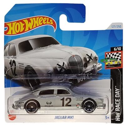 Hot Wheels Jaguar MK1 HW Race Day 6/10 HRY80 Carte courte Castrol Grant Williams Gris Mattel 2024-1:64 Hot Wheels Jaguar MK1 HW Race Day 6/10 HRY80 Carte courte Castrol Grant Williams Gris Mattel 2024-1:64