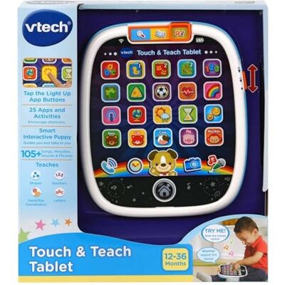 VTech Touch & Teach Tablette pour enfants Effets sonores, phrases et chansons Développement précoce avec chiffres, formes, animaux et couleurs Convient aux enfants de 12 à 36 mois VTech Touch & Teach Tablette pour enfants Effets sonores, phrases et chansons Développement précoce avec chiffres, formes, animaux et couleurs Convient aux enfants de 12 à 36 mois
