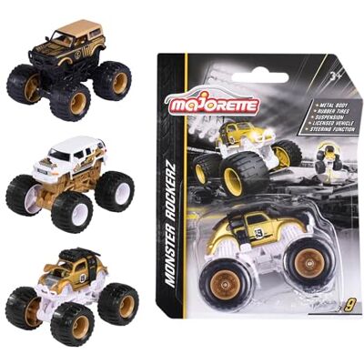 Majorette Gold Rockerz Monster Trucks – 1 des 3 voitures jouets aléatoires en métal et plastique avec fonction de direction, roue libre et suspension, pour enfants à partir de 3 ans Majorette Gold Rockerz Monster Trucks – 1 des 3 voitures jouets aléatoires en métal et plastique avec fonction de direction, roue libre et suspension, pour enfants à partir de 3 ans