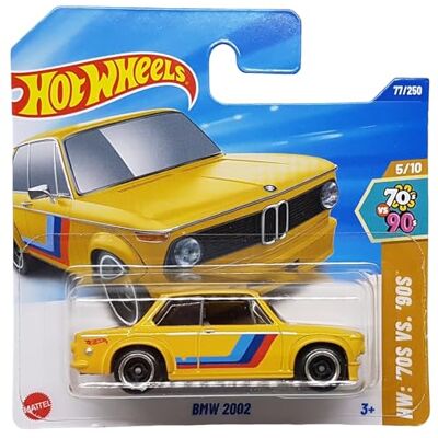 Hot Wheels BMW 2002 HW : '70s vs. '90s 5/10 HYX21 Carte courte Jaune Mattel 2025-1:64 Hot Wheels BMW 2002 HW : '70s vs. '90s 5/10 HYX21 Carte courte Jaune Mattel 2025-1:64
